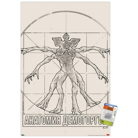 Netflix Stranger Things: Season 4 - Vitruvian Demogorgon Wall Poster with Pushpins, 22.375" x 34"