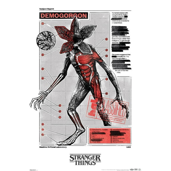 Netflix Stranger Things: Season 5 (2025) - Demogorgon Classified Wall Poster, 22.375" x 34"