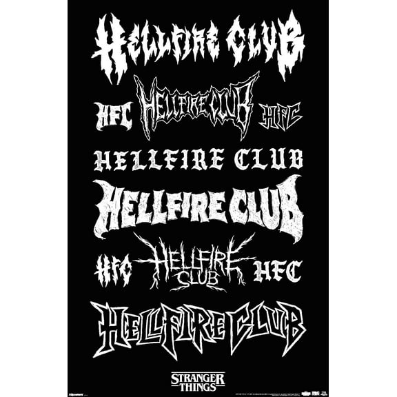 Netflix Stranger Things: Season 5 (2025) - Hellfire Logos Wall Poster, 14.725" x 22.375"