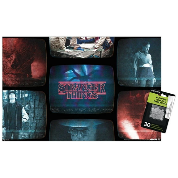 Netflix Stranger Things: Season 5 (2025) - Monitor Collage Wall Poster with Push Pins, 14.725" x 22.375"