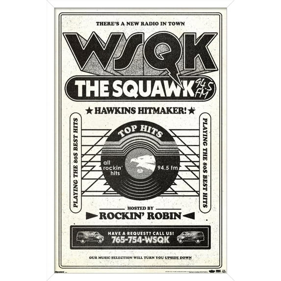 Netflix Stranger Things: Season 5 (2025) - WSQK The Squawk Wall Poster, 14.725" x 22.375" Framed