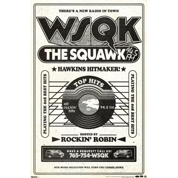 Netflix Stranger Things: Season 5 (2025) - WSQK The Squawk Wall Poster, 14.725" x 22.375"