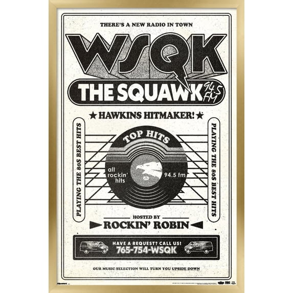 Netflix Stranger Things: Season 5 (2025) - WSQK The Squawk Wall Poster, 22.375" x 34" Framed