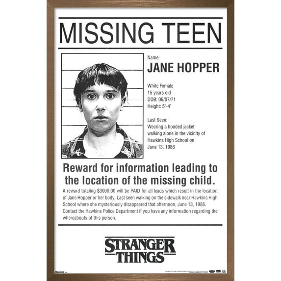 Netflix Stranger Things: Season 5 - Missing Teen One Sheet Wall Poster, 14.725" x 22.375" Framed