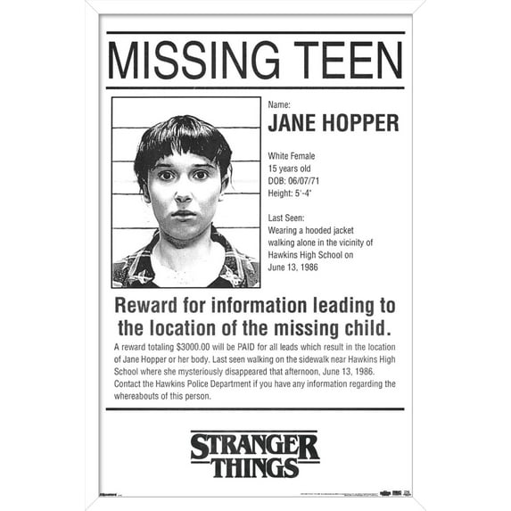 Netflix Stranger Things: Season 5 - Missing Teen One Sheet Wall Poster, 22.375" x 34" Framed