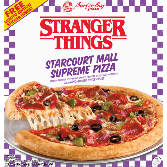 Netflix Stranger Things Hand-Tossed Crust Starcourt Mall Supreme Pizza, Rich Tomato Sauce, 25.2 oz (Frozen)