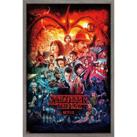 Netflix Stranger Things - Three Seasons One Sheet Wall Poster, 22.375" x 34" Framed