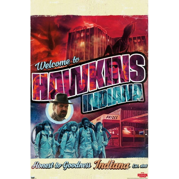 Netflix Stranger Things - Welcome to Hawkins Indiana Wall Poster, 22.375" x 34"