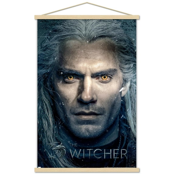 Netflix The Witcher - Closeup Wall Poster with Wooden Magnetic Frame, 22.375" x 34"
