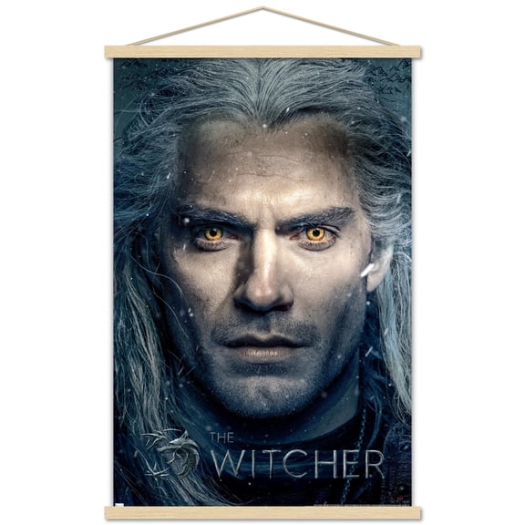 Netflix The Witcher - Closeup Wall Poster with Wooden Magnetic Frame, 22.375" x 34"