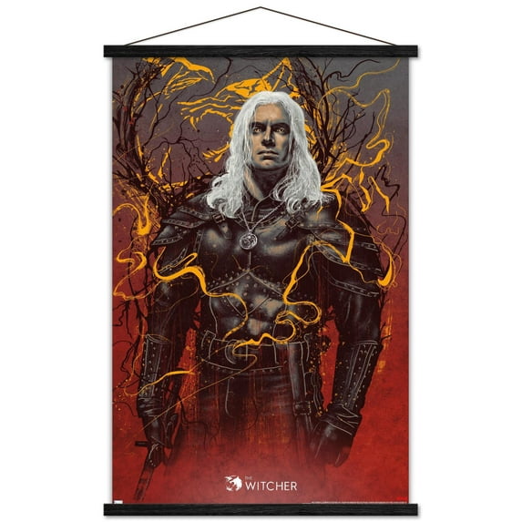 Netflix The Witcher Season 2 - Geralt of Rivia Wall Poster with Wooden Magnetic Frame, 22.375" x 34"