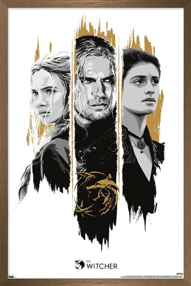 Netflix The Witcher Season 2 - Trio Wall Poster, 14.725" x 22.375", Framed