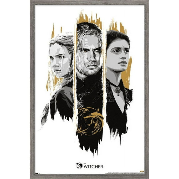 Netflix The Witcher Season 2 - Trio Wall Poster, 14.725" x 22.375", Framed