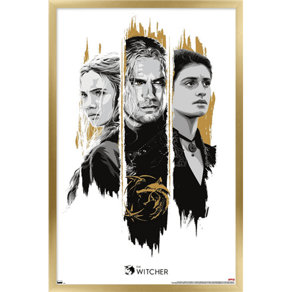 Netflix The Witcher Season 2 - Trio Wall Poster, 14.725" x 22.375", Framed