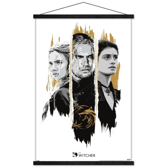 Netflix The Witcher Season 2 - Trio Wall Poster with Wooden Magnetic Frame, 22.375" x 34"