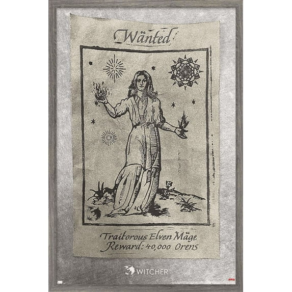 Netflix The Witcher Season 2 - Wanted Elven Mage Wall Poster, 14.725" x 22.375", Framed
