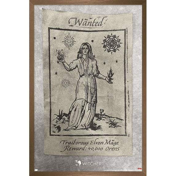 Netflix The Witcher Season 2 - Wanted Elven Mage Wall Poster, 14.725" x 22.375", Framed