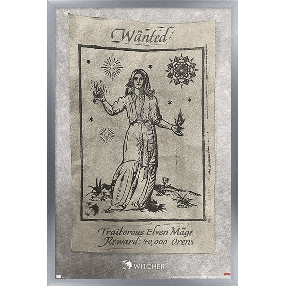 Netflix The Witcher Season 2 - Wanted Elven Mage Wall Poster, 14.725" x 22.375", Framed