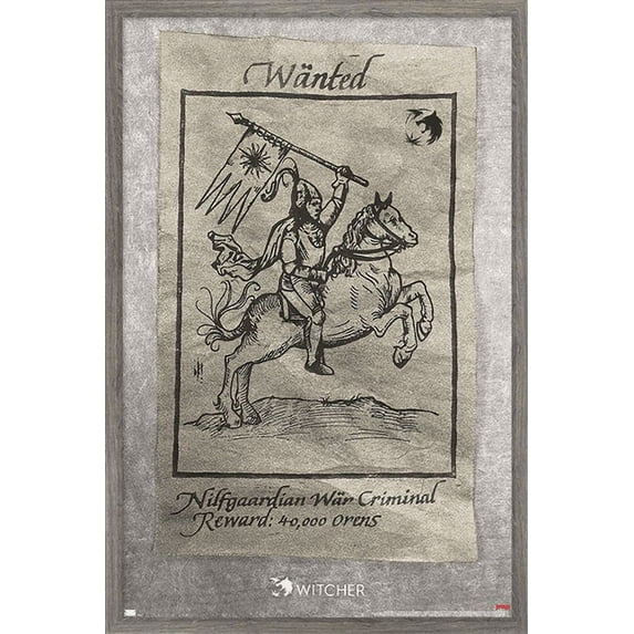 Netflix The Witcher Season 2 - Wanted War Criminal Wall Poster, 14.725" x 22.375", Framed