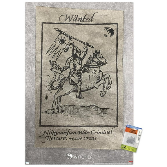 Netflix The Witcher Season 2 - Wanted War Criminal Wall Poster with Pushpins, 22.375" x 34"