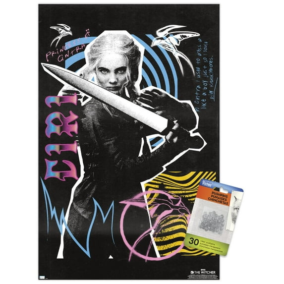 Netflix The Witcher: Season 3 - Ciri Wall Poster with Push Pins, 14.725" x 22.375"