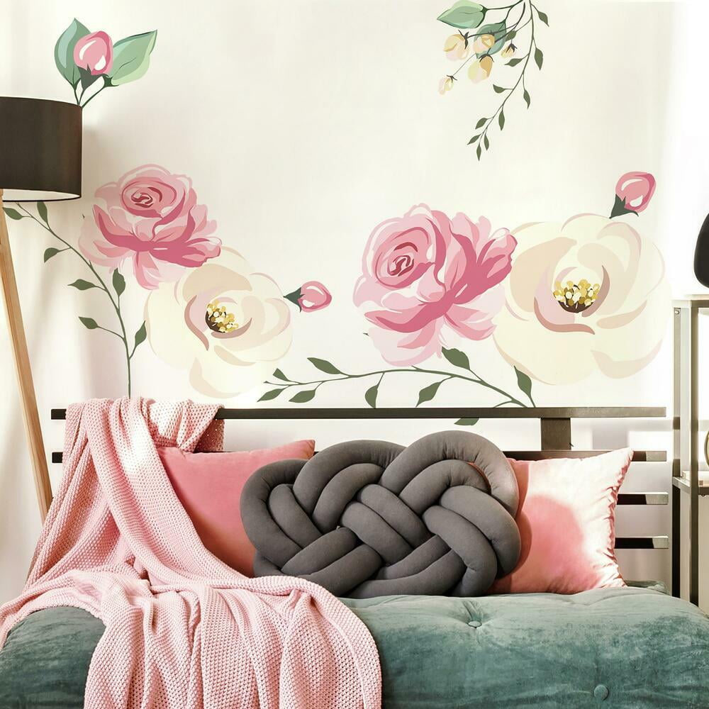 Pink and White Floral Peel and Stick Wall Decals