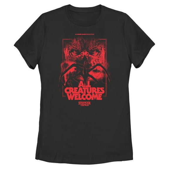 Netflix Women's Stranger Things All Creatures Welcome Poster T Shirt