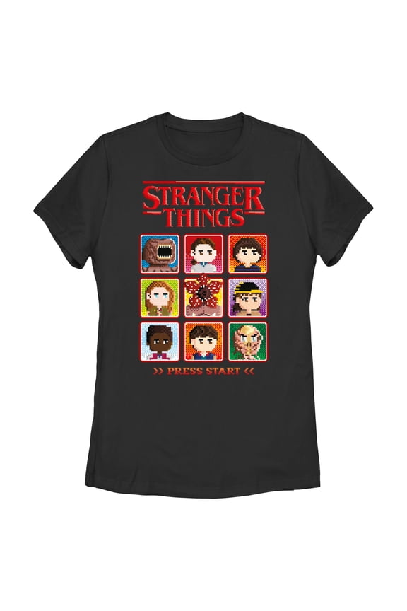 Netflix Women's Stranger Things Character Box 8 Bits Players T Shirt