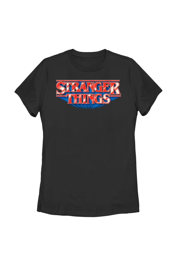 Netflix Women's Stranger Things Glossy Style Classic Shadow Logo T Shirt