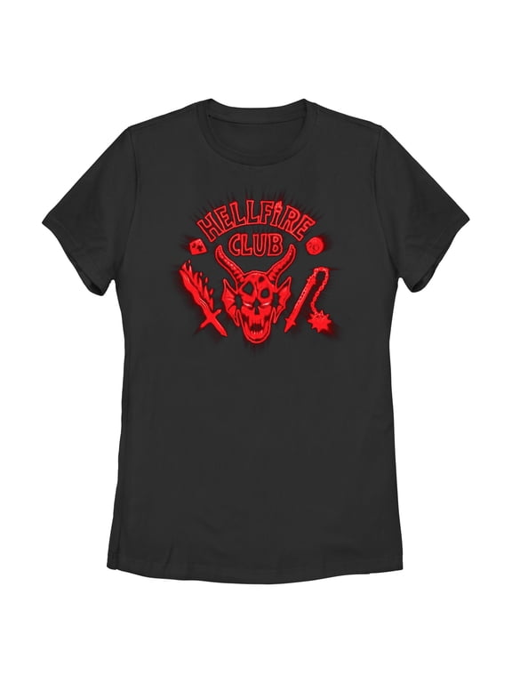 Netflix Women's Stranger Things Hellfire Club Glowing Logo T Shirt