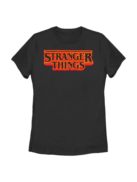 Netflix Women's Stranger Things Neon Orange Classic Logo T Shirt