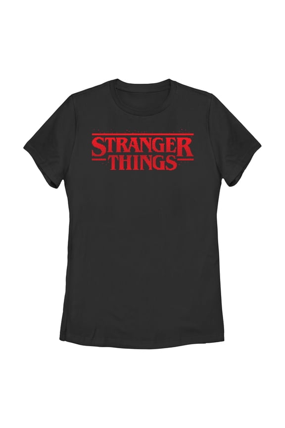 Netflix Women's Stranger Things Pixel 8 Bits Gradient Classic Logo T Shirt
