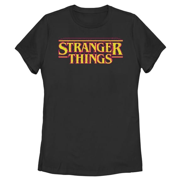 Netflix Women's Stranger Things Retro 8 Bits Yellow Classic Logo T Shirt