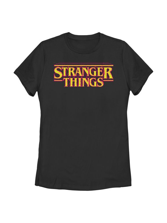 Netflix Women's Stranger Things Retro 8 Bits Yellow Classic Logo T Shirt
