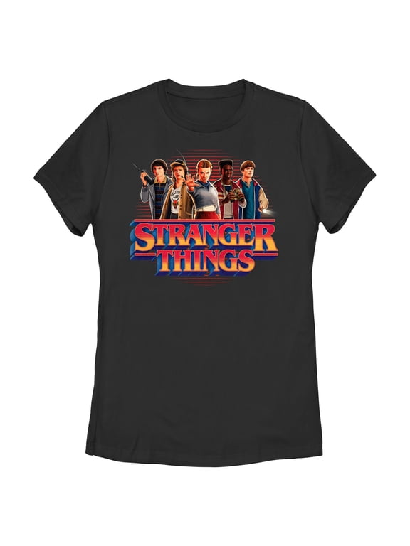 Netflix Women's Stranger Things Retro Friend Group Main Logo T Shirt