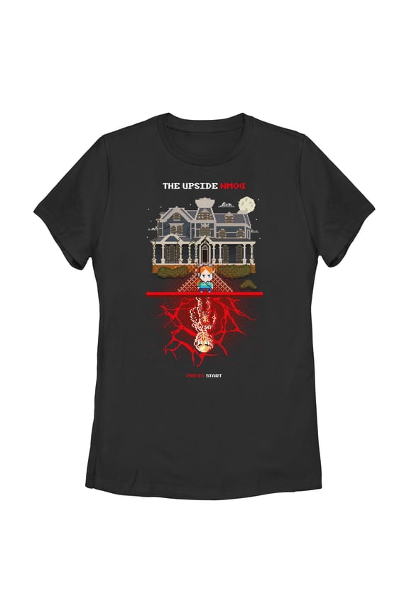 Netflix Women's Stranger Things Upside Down Max and Vecna Pixels T Shirt