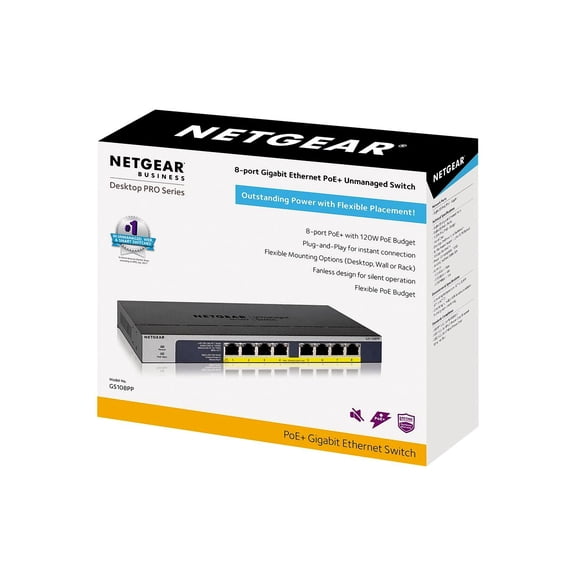 Netgear 8-port Gigabit Ethernet PoE+ Unmanaged Switch (GS108PP)