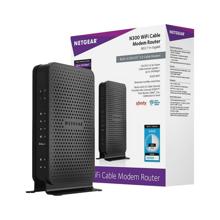 Netgear N300 WiFi DOCSIS 3.0 Cable Modem Router (C3000 Netgear N300 WiFi DOCSIS 3.0 Cable Modem Router (C3000