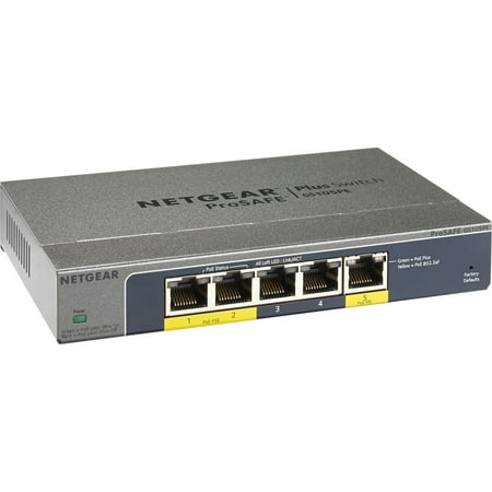 Netgear ProSafe Plus 5-Port Gigabit PoE Pass Through Switch GS105PE