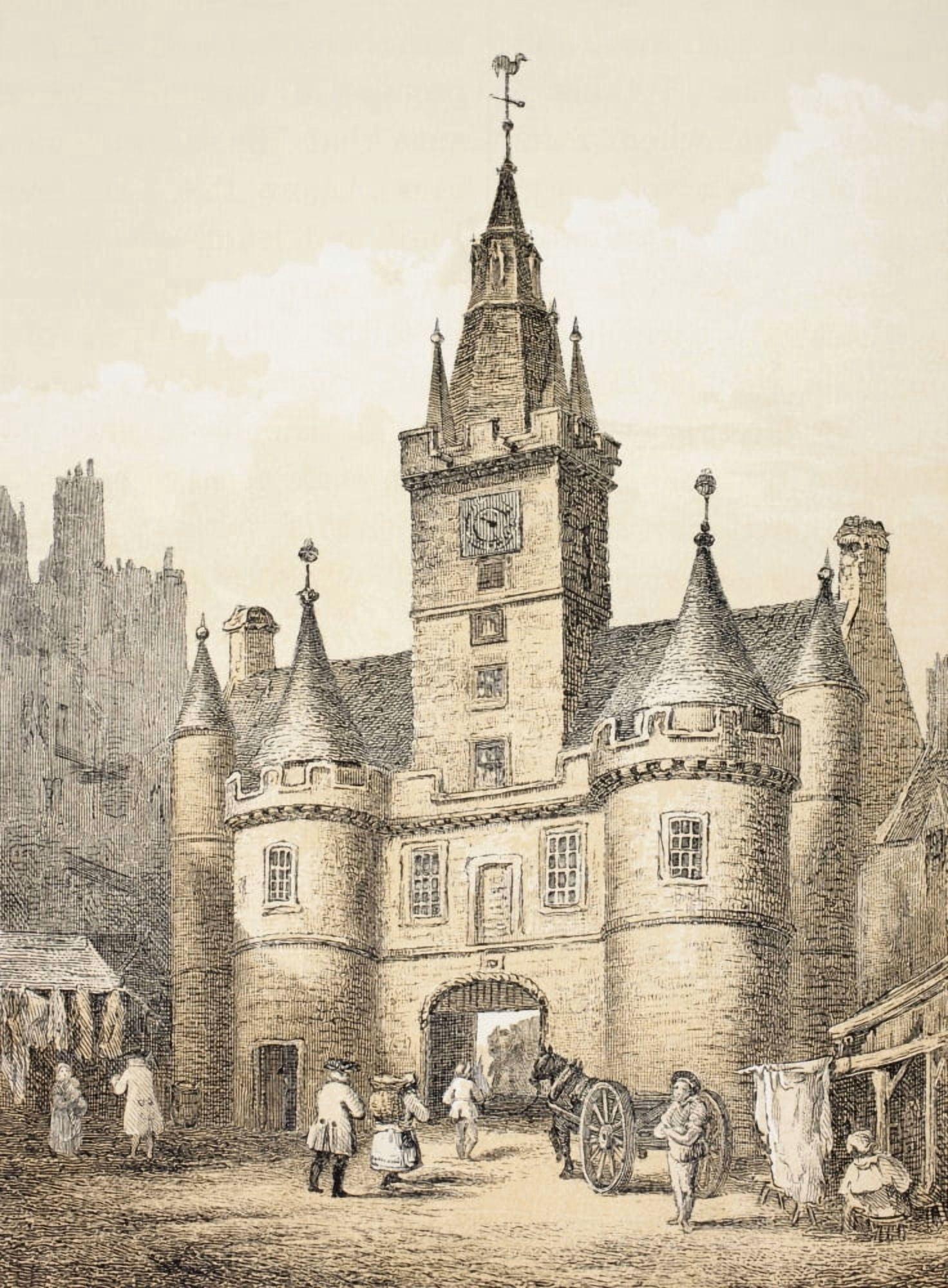The Netherbow Port Edinburgh Scotland Demolished 1764 From The Scots Worthies According To Howies Second Edition 1781 Published 1879 Canvas Art - Ken Welsh Design Pics (12 x 17)