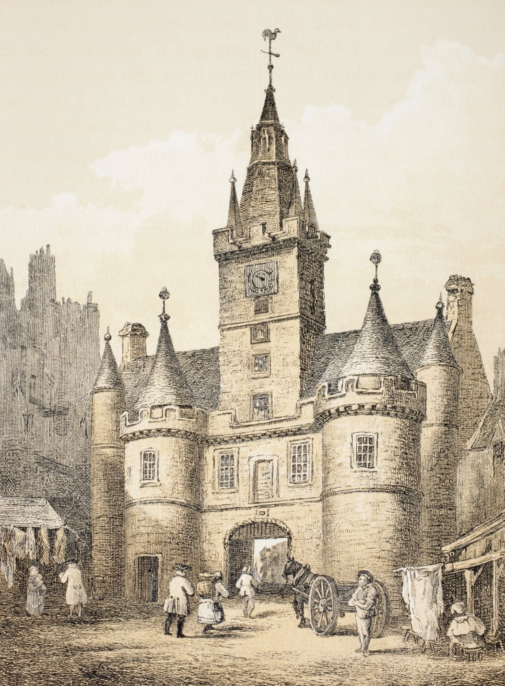 The Netherbow Port Edinburgh Scotland Demolished 1764 From The Scots Worthies According To Howies Second Edition 1781 Published 1879 Canvas Art - Ken Welsh Design Pics (24 x 34)