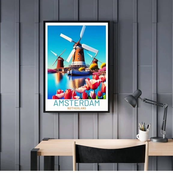 Netherland Amsterdam Travel Poster Art Home Decor Vintage Gift Living Room Dercor