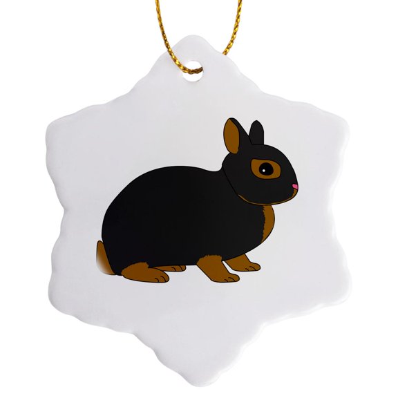 3drose, Netherland Dwarf Rabbit Design, 3 inch Snowflake Porcelain Ornament