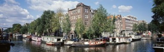 Netherlands Amsterdam intersecting channels Canvas Art - Panoramic Images (36 x 12)
