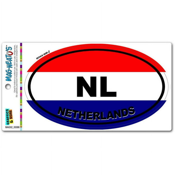 Netherlands Country Flag - NL Euro Oval Flag MAG-NEATO'S(TM) Car/Refrigerator Magnet