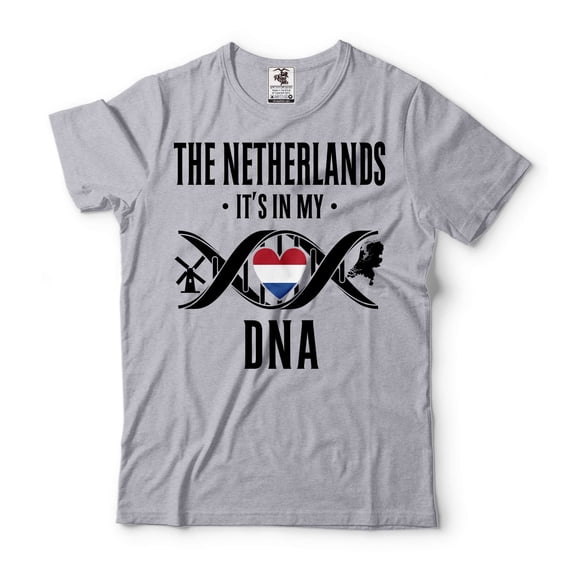 Netherlands DNA Shirt Netherlands Flag Tee Netherlands National Patriotic Shirt Dutch Gifts (Medium Grey)