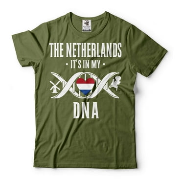 Netherlands DNA Shirt Netherlands Flag Tee Netherlands National Patriotic Shirt Dutch Gifts (Medium Military Green)