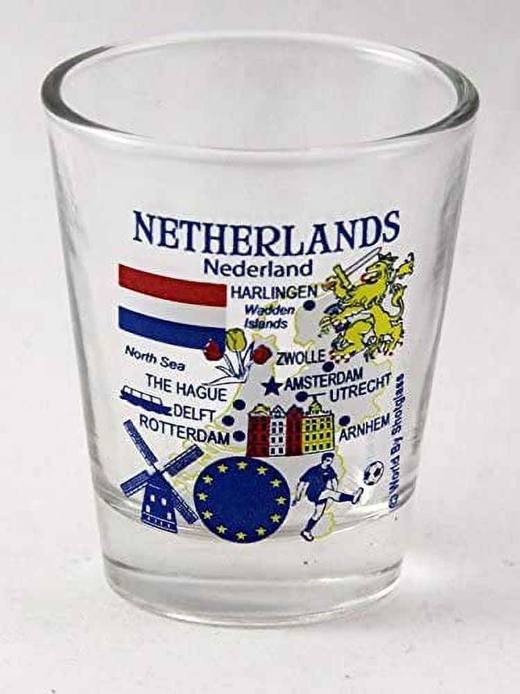 Netherlands Landmarks Shot Glass - EU Series Souvenir Collectible, 2.25" Tall