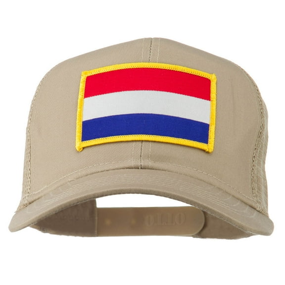 Netherlands Flag Patched Mesh Cap - Khaki OSFM