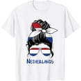 thumbnail image 1 of Netherlands Girl Dutch girl Netherland woman flag T-Shirt mens t shirt，white，women，funny，misfits，men，journey，t-shirt, 1 of 4